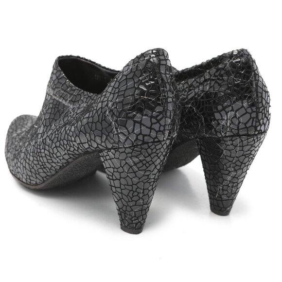 Ron White Leather Patent Ankle Shoe Shootie Black Reptile Eyelash Holographic 42 - Picture 3 of 13